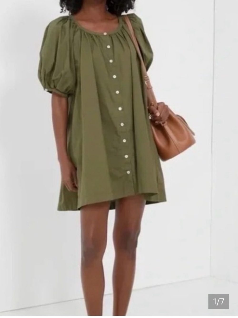 Pomander Place Tuckernuck Cassia Button-Front Puff-Sleeve Dress